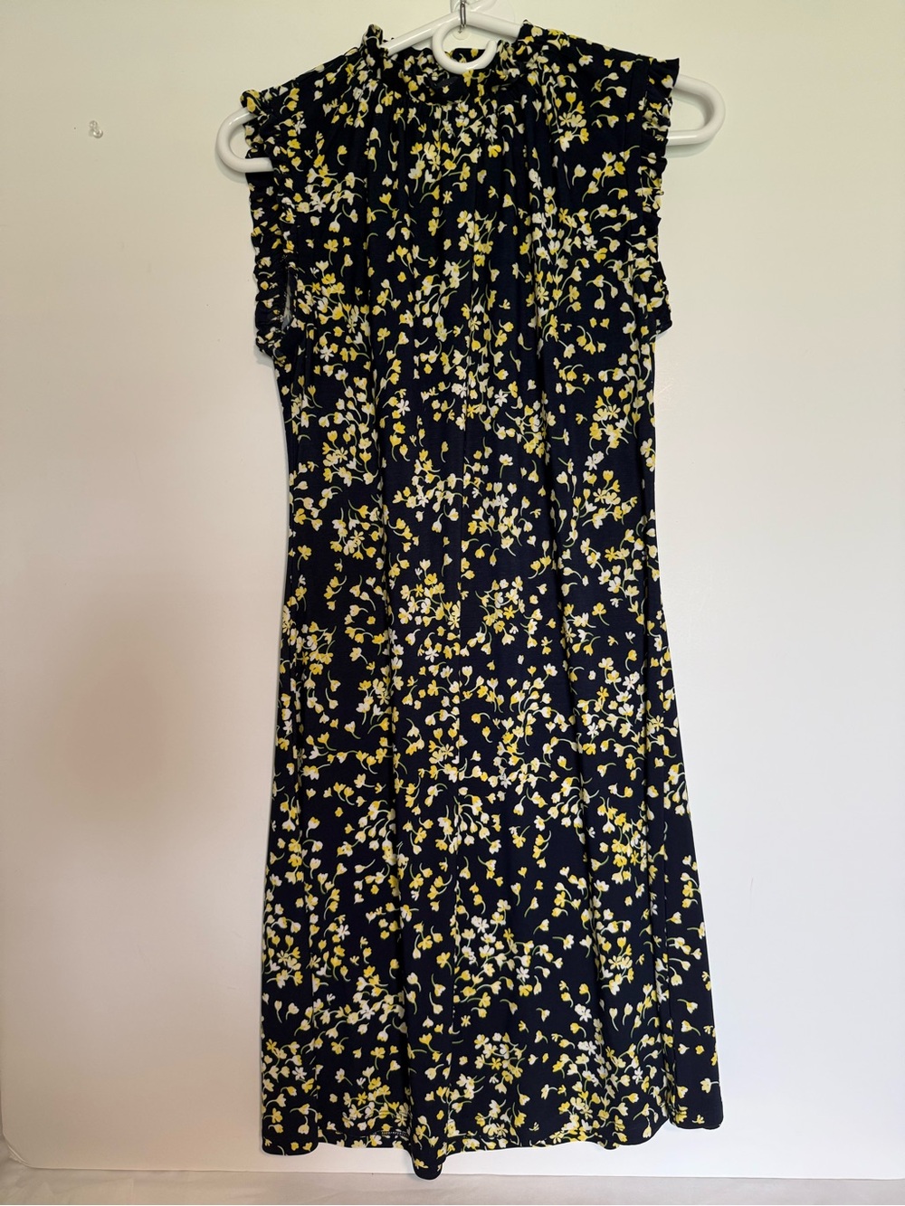 Tommy Hilfiger Black Midi Dress with Yellow Floral Print